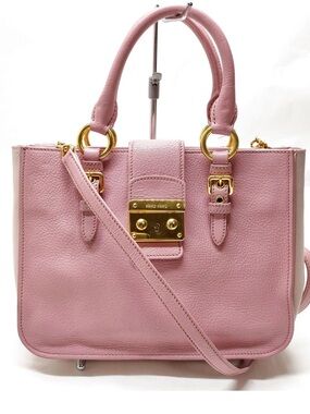 Miu Miu Vitello Lux Leather Tote Bag Teal Blue Gold Hardware Crossbody Strap